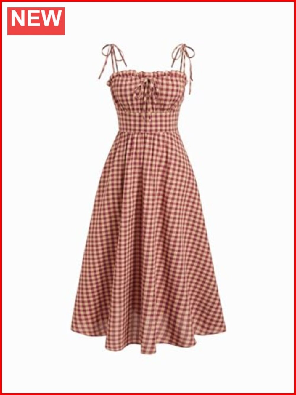 Gingham Maxi Dress Square Neck Bow Tie Pockets Vacation Summer Dress